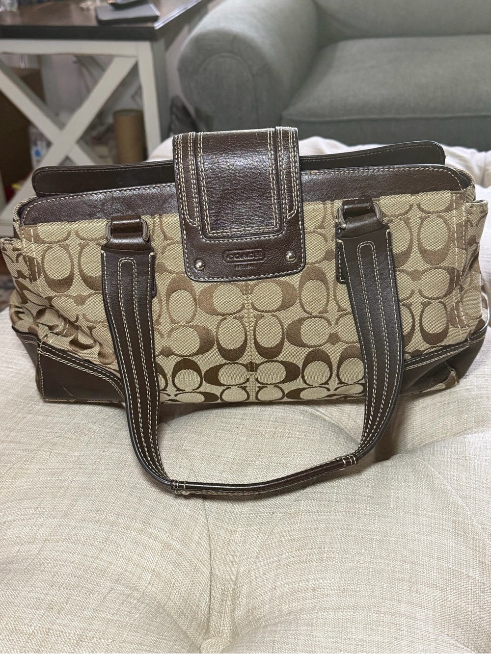 VINTAGE Coach Bag Hamptons Signature Brown Tote (F13975) - Picture 3 of 8